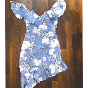 Lucy Paris Emely Asymmetrical Blue Floral Print Dress - 100% Exclusive